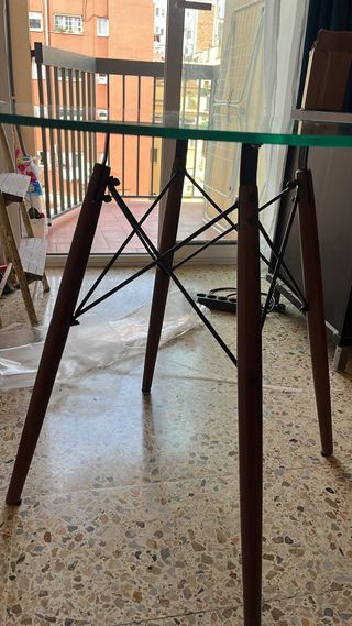 Mesa de comedor redonda de cristal 80cm