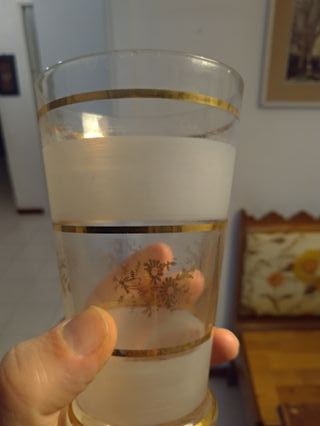 Caraffa e bicchieri vintage anni '50 oro