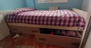 Cama individual con 2 cajones de almacenaje.