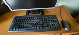 Monitor Hanns G, Teclado Microsoft y Ratón