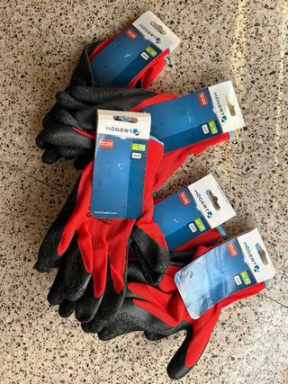 5 Guantes Hogërt Talla 10 Negro/Rojo