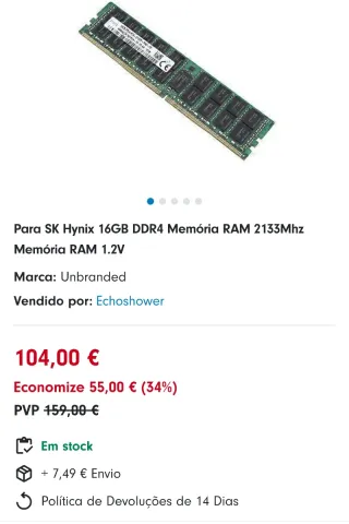 Memória RAM MOUGOL Desktop 16GB 2133 Pc4