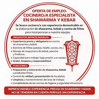 Oferta de Empleo: Cocinero/a