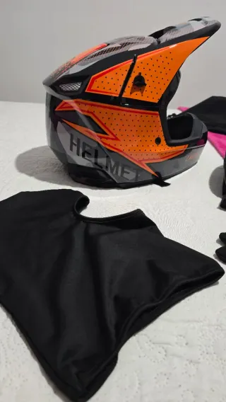Casco Motocross + Gafas, Guantes y Pasamontañas