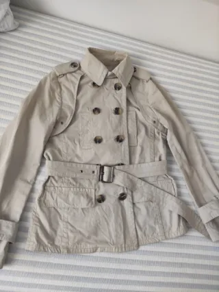 Gabardina Massimo Dutti Beige Mujer