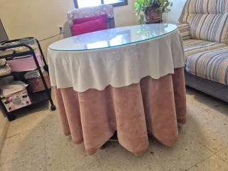 Mesa camilla madera maciza con cristal