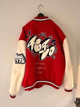 Chaqueta Varsity Zara Roja Talla XL