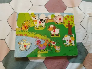 Puzzle de Granja con Animales de Madera