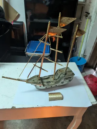 Veliero Galeone Vintage Metallo Vetroresina