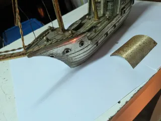 Veliero Galeone Vintage Metallo Vetroresina