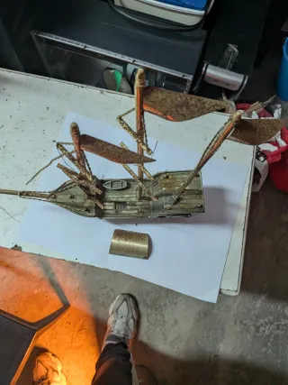 Veliero Galeone Vintage Metallo Vetroresina