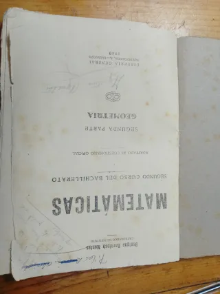 Matemáticas Geometría 2º Bachillerato 1940