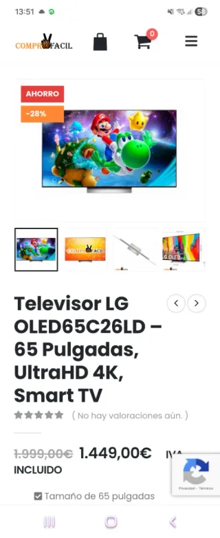LG OLED SMART TV 65'' OLED65C26LD