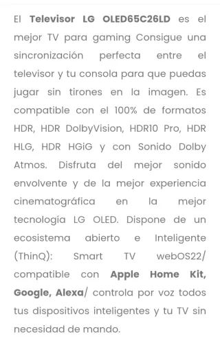 LG OLED SMART TV 65'' OLED65C26LD