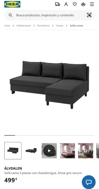 Sofá Cama IKEA ÄLVDALEN Gris Oscuro