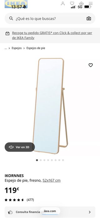 Espejo de pie IKEA IKORNNES