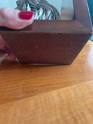 Statuetta Leone Legno Metallo