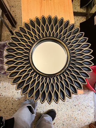Espejo Decorativo Sol Dorado/Plateado