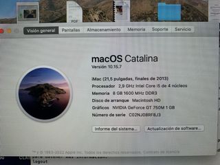 iMac 21,5 (finales 2013) Apple Ordenador