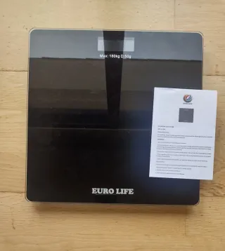 Báscula de baño digital Euro Life negra 180 kg.