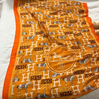 Foulard Hermes Arancione Bianco