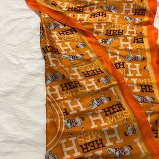 Foulard Hermes Arancione Bianco