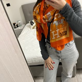 Foulard Hermes Arancione Bianco