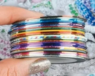 Strisce Nail Art Unghie Multicolore