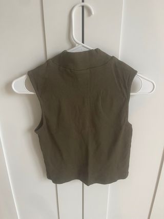 Top OVS collo alto smanicato verde M