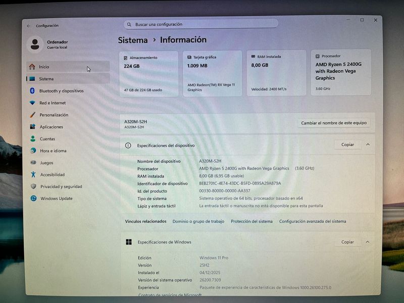 PC Ryzen 5 2400G 8GB RAM 1TB HDD + 240GB NVME afbeelding 5