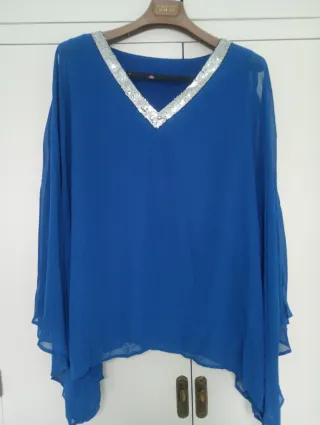 Conjunto mujer azul y plata