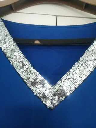 Conjunto mujer azul y plata