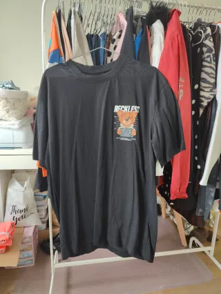 Camiseta Negra New Yorker Oso Reckless