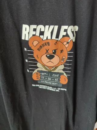 Camiseta Negra New Yorker Oso Reckless