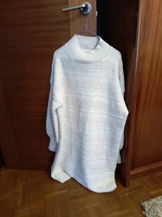 Vestido punto cuello alto blanco roto Talla L
