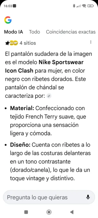 Pantalón Nike Mujer Negro