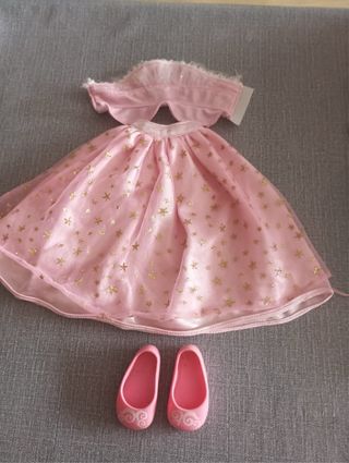 Vestido y zapatos Nancy rosa estrellas