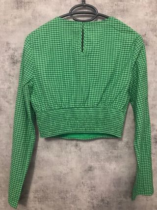 Blusa Bershka cuadros verde