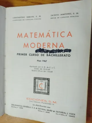 Matemáticas Moderna 1º - 1967