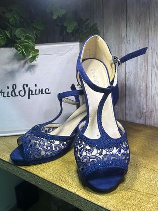 Tacones Fiorid & Spina Azules con Encaje
