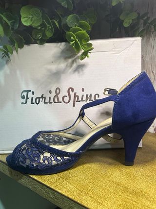 Tacones Fiorid & Spina Azules con Encaje