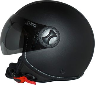 Casco jet con 2 visores en color negro mate con ra