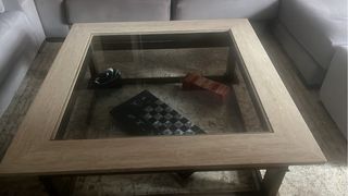 Mesa de centro mármol, cristal y metal