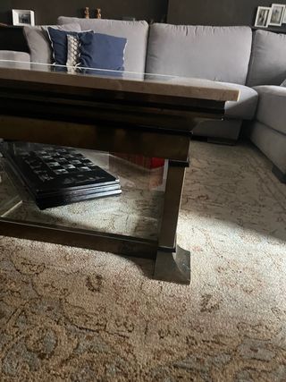 Mesa de centro mármol, cristal y metal