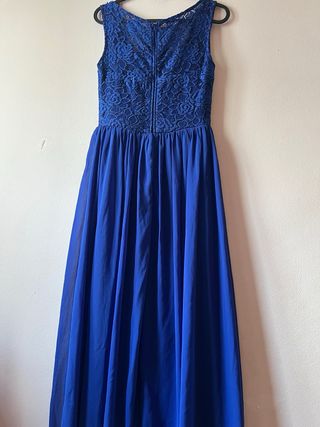 Vestido fiesta azul largo encaje