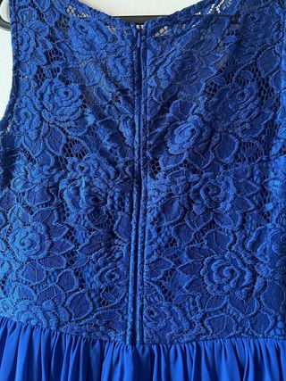 Vestido fiesta azul largo encaje