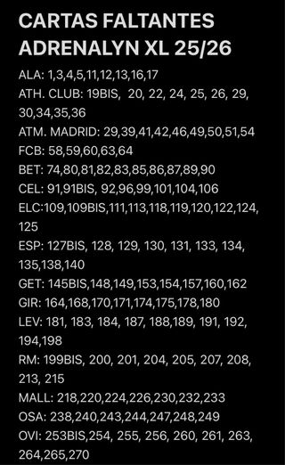 Cromos Adrenalyn XL Intercambio 25/26