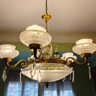 Lámpara de techo vintage cristal y metal