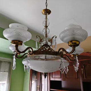 Lámpara de techo vintage cristal y metal