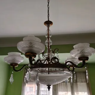 Lámpara de techo vintage cristal y metal